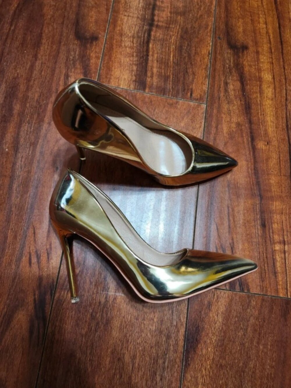 Gold high heels